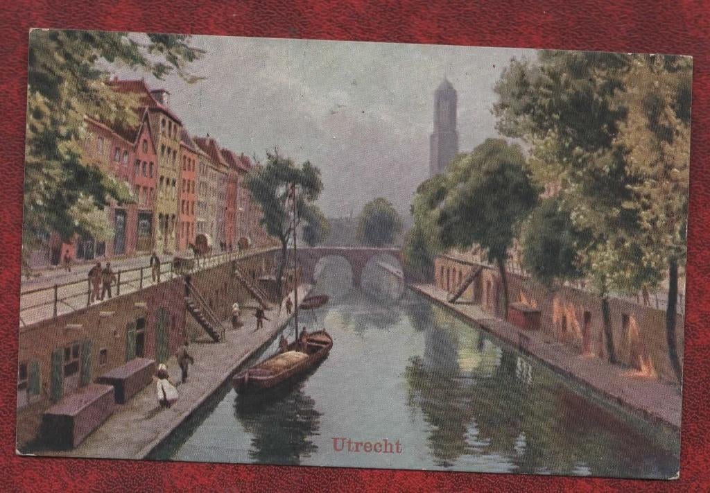 Utrecht - Oude Gracht ( boot, werven, Domtoren) - Ong., Ophalen of Verzenden, 1920 tot 1940, Ongelopen, Utrecht