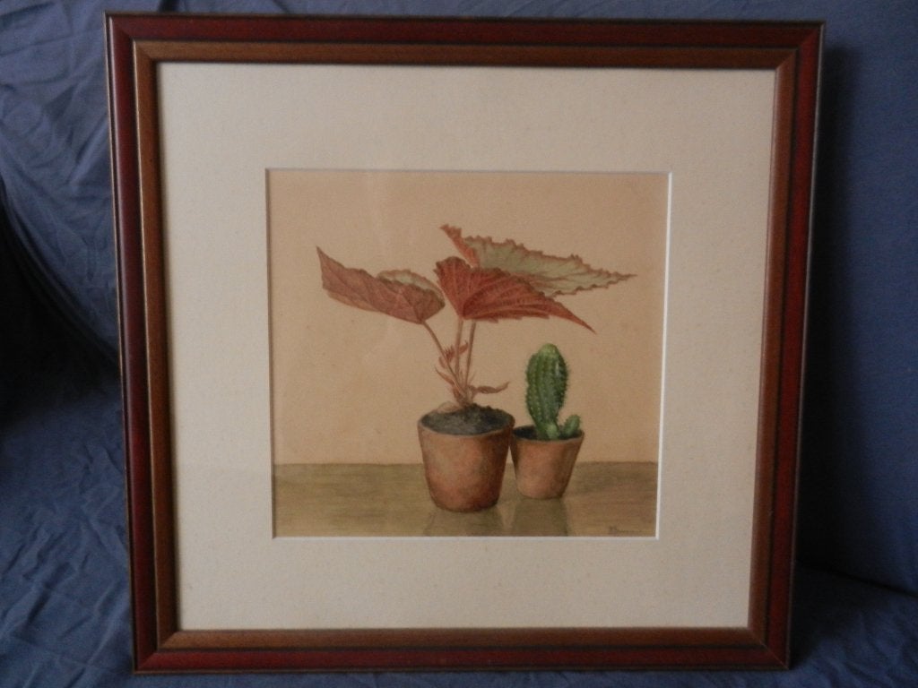 Aquarel Stilleven met bloempotjes Ary Swanevelt (1900-1961), Ophalen of Verzenden