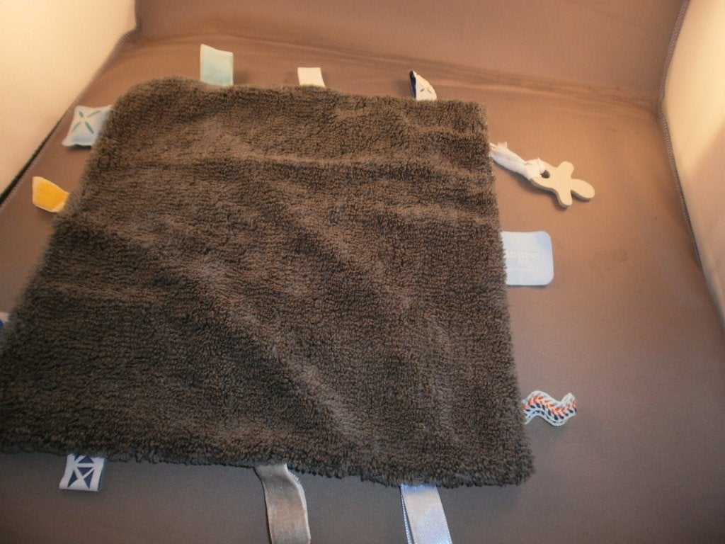 snoozebaby label doek grijs/geruite speen lus 25x24 cm, Overige merken, Grijs, Nieuw, Ophalen of Verzenden