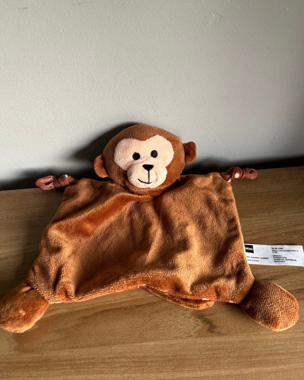 Hema aap aapje knuffeldoekje knuffeldoek knuffel knuffeltje, Verzenden, Zo goed als nieuw, Overige typen