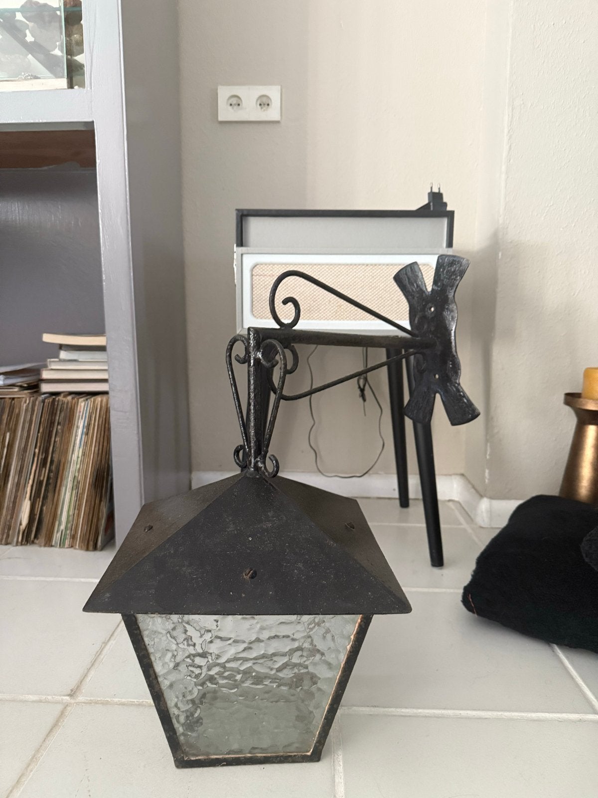 Vintage smeedijzeren buitenlamp, afkomstig van boederij, Ophalen