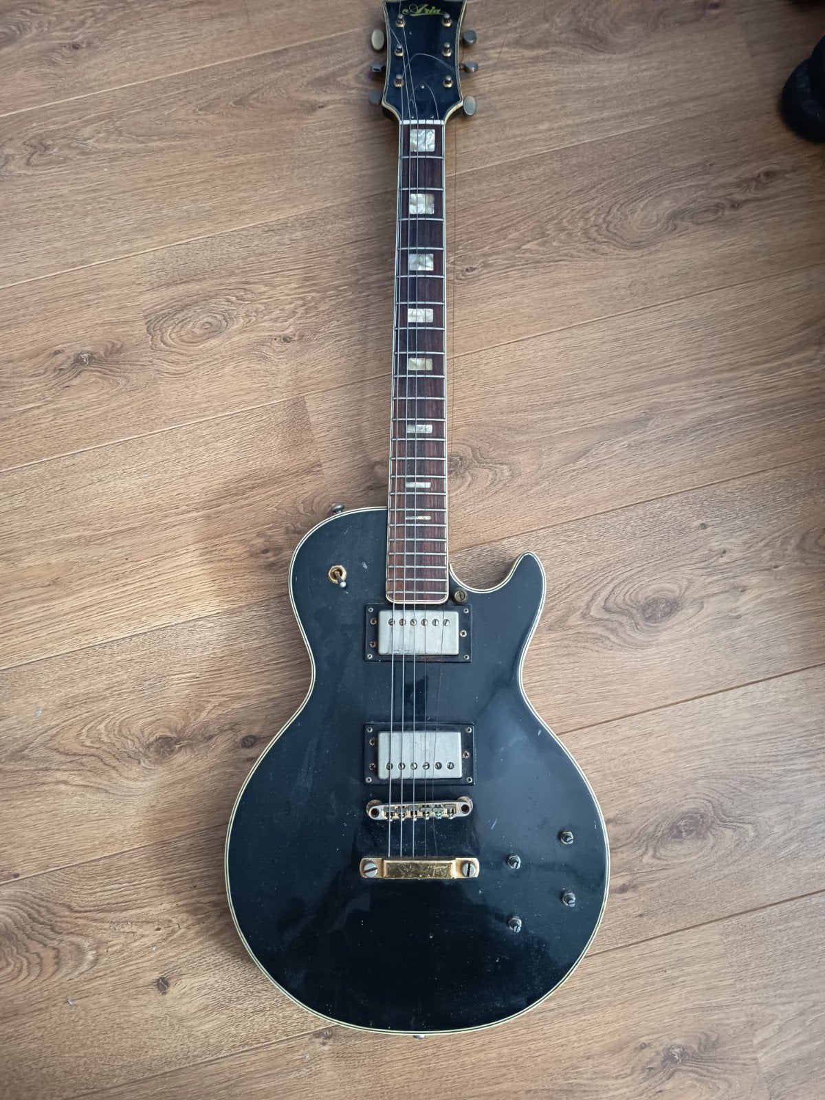 Aria Pro II Les Paul Stijl Elektrische Gitaar Zwart, Ophalen, Gebruikt, Solid body, Overige merken