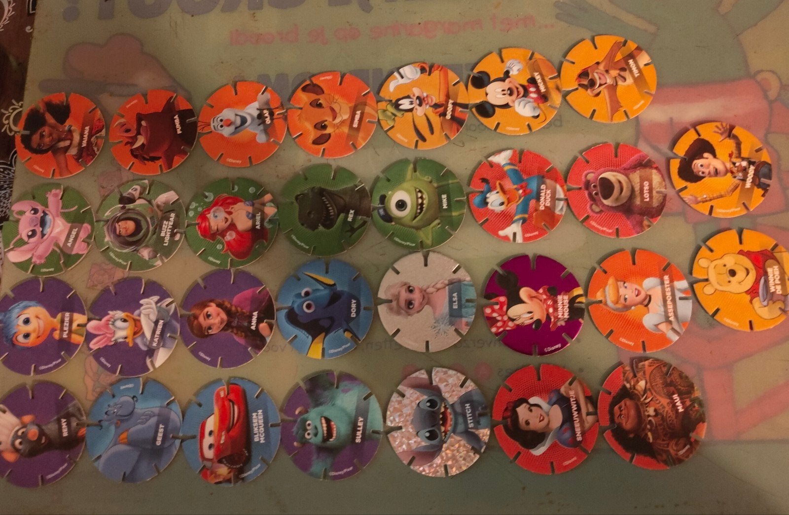 Grote collectie Disney Flippo's / Pogs, Ophalen, Zo goed als nieuw