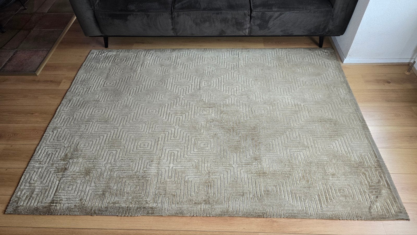 By-Boo Carpet Madam vloerkleed groen 160x230 cm – viscose, Ophalen, 150 tot 200 cm, 200 cm of meer, Zo goed als nieuw