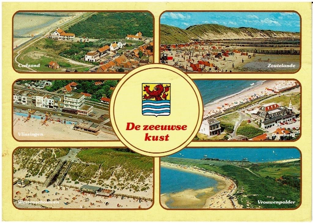 Ansichtkaart De zeeuwse kust, 6-luik, 6-plaatsen, Ophalen of Verzenden, 1980 tot heden, Gelopen, Zeeland