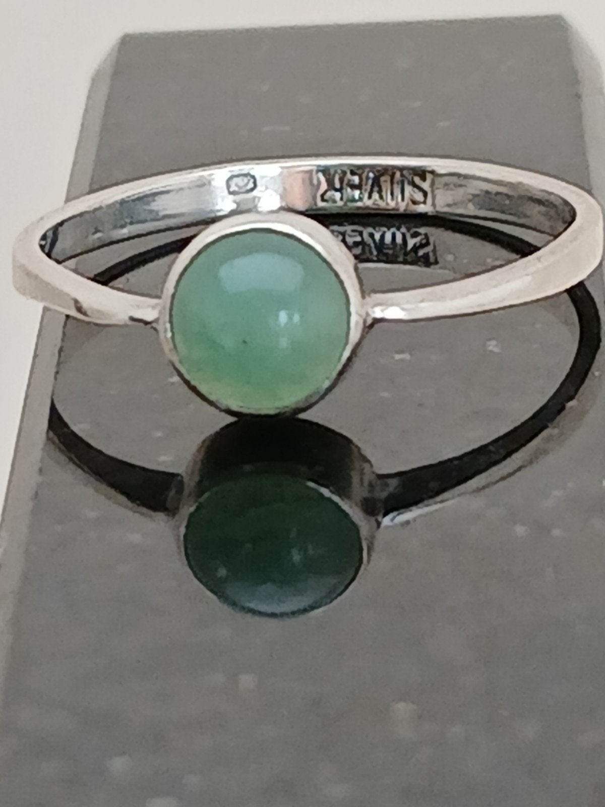 Zilveren Ring met Lichtgroene Chalcedoon Steen - Maat 17.4, Ophalen of Verzenden