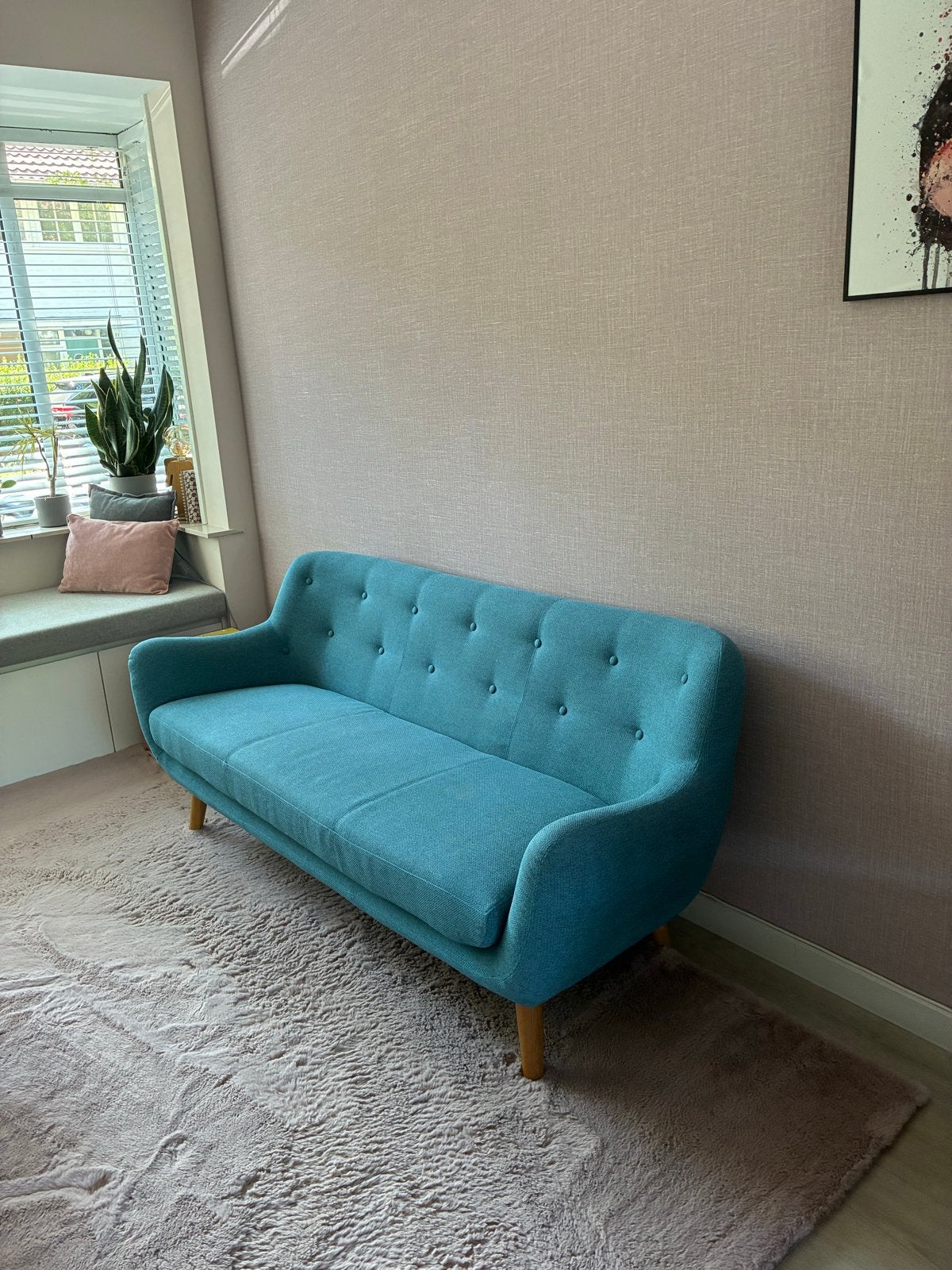 Stijlvolle 3-zitsbank Herman van SofaCompany, Petrolblauw, Huis en Inrichting, Ophalen, 150 tot 200 cm, Driepersoons, 75 tot 100 cm