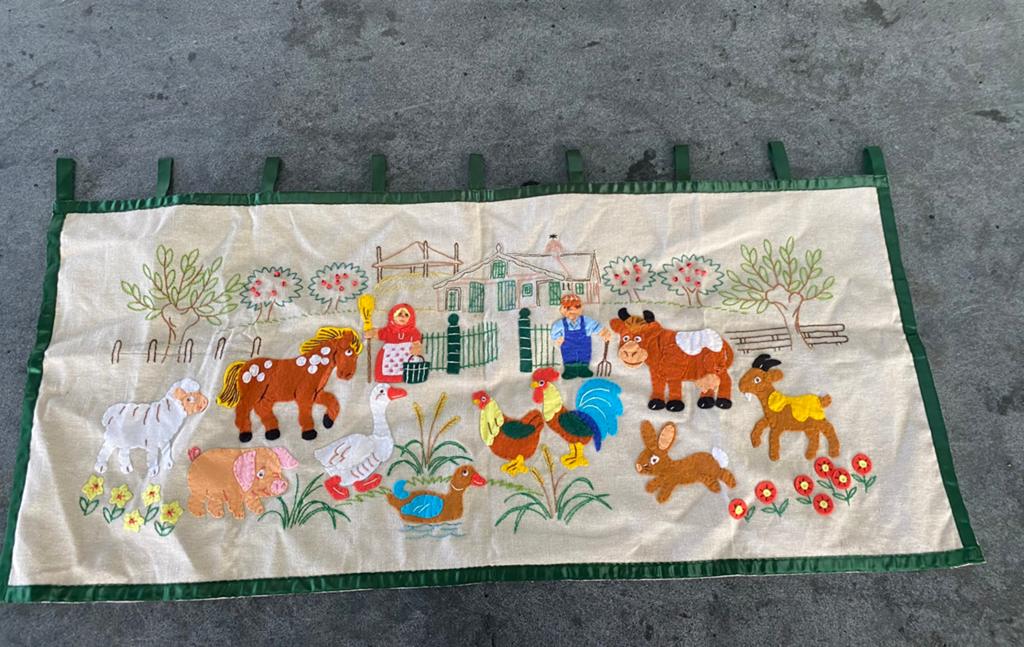 Vintage wandkleed boerderij dieren kinderkamer 55x102cm, 55 cm, Meerkleurig, Ophalen of Verzenden, 102 cm