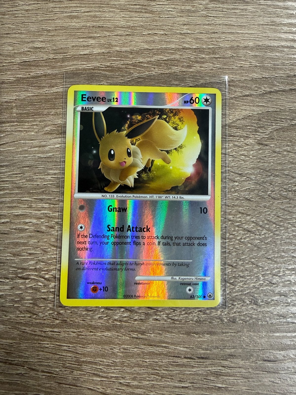 Pokémon Eevee LV.12 Holo Foil Kaart (2008), Ophalen, Zo goed als nieuw, Losse kaart, Foil