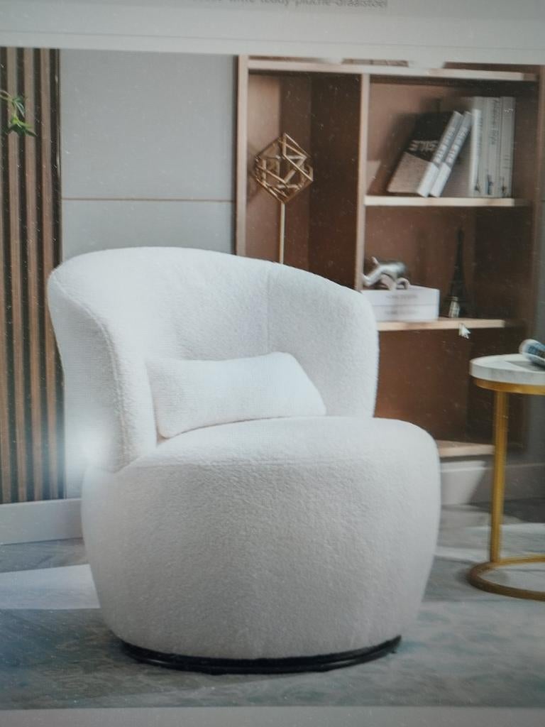 2 Nieuwe witte draaifauteuil samen 200,00, Huis en Inrichting, Fauteuils, Ophalen, Modern strak, Nieuw, Stof