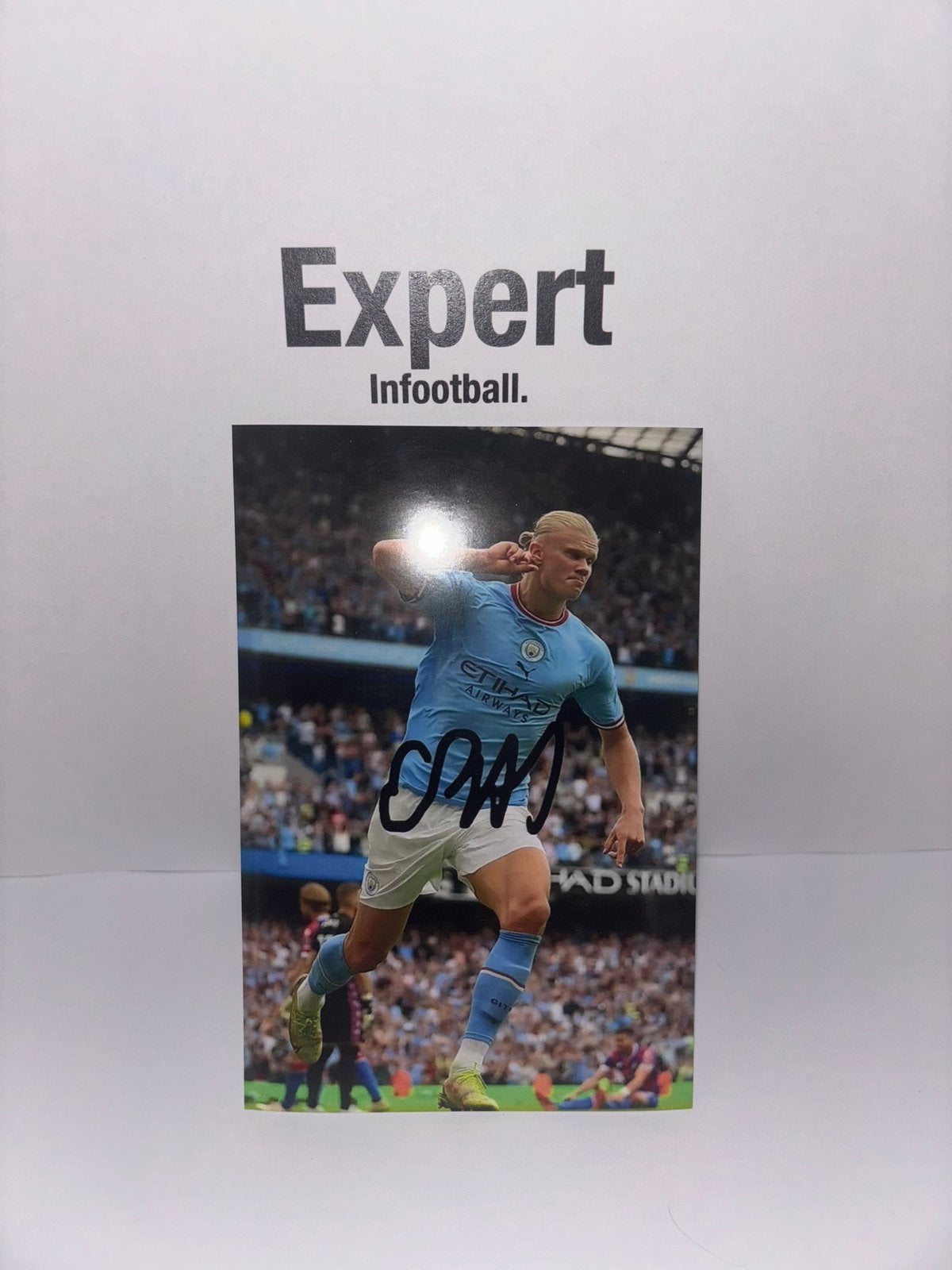 Haaland gesigneerde foto - manchester city actie, Ophalen of Verzenden, Nieuw, Buitenlandse clubs, Spelerskaart