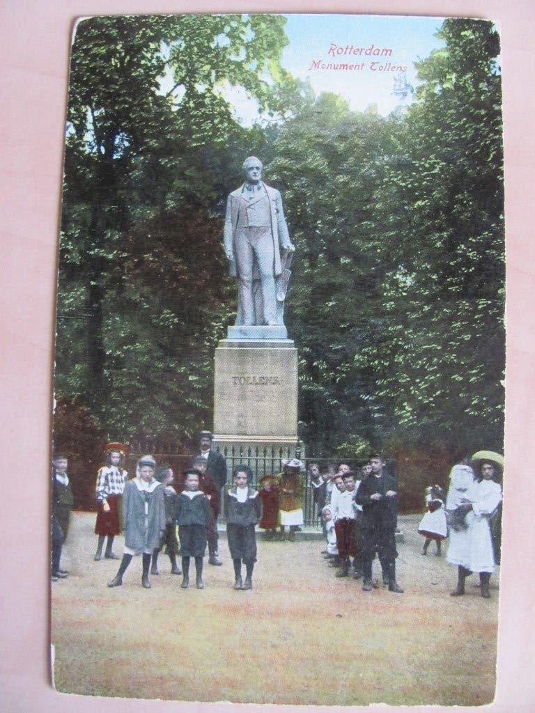 Rotterdam 1914 monument Tollens met schoolklas, Ophalen of Verzenden, Voor 1920, Gelopen, Zuid-Holland