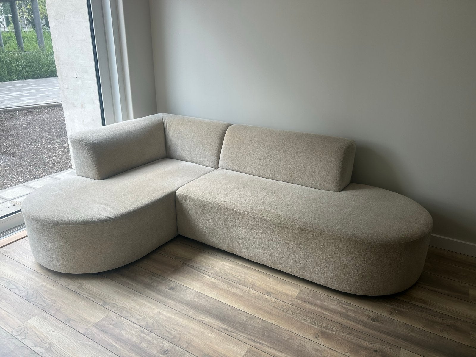 Hoekbank Sam naturel links, Ophalen, 250 tot 300 cm, Gebruikt, 100 tot 125 cm
