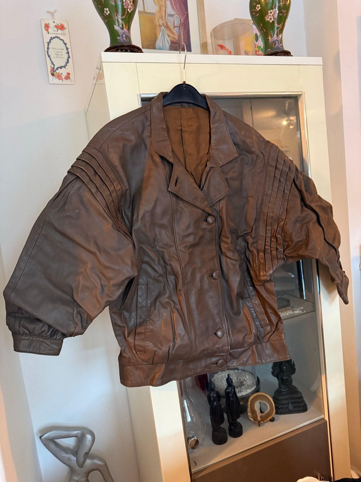 Vintage Leren Jasje Maat 44 - Bruin, Ophalen of Verzenden, Gedragen, Maat 42/44 (L), Bruin