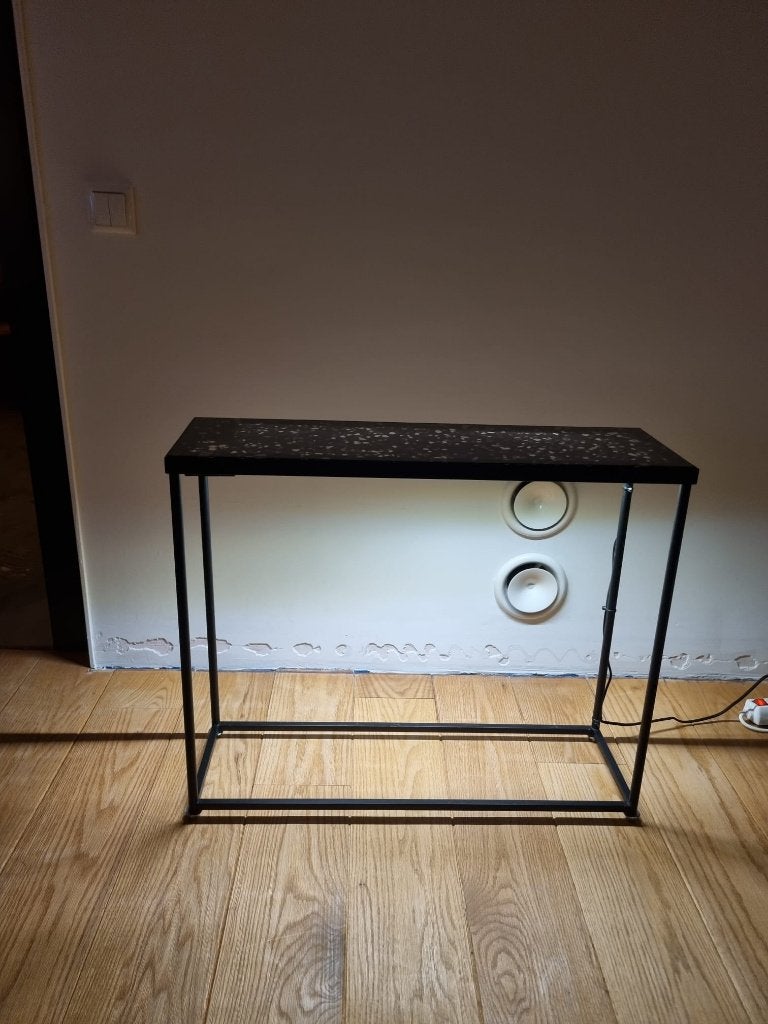 Sidetable met verlichting en telefoon lader, Ophalen, Gebruikt, 50 tot 100 cm, Glas