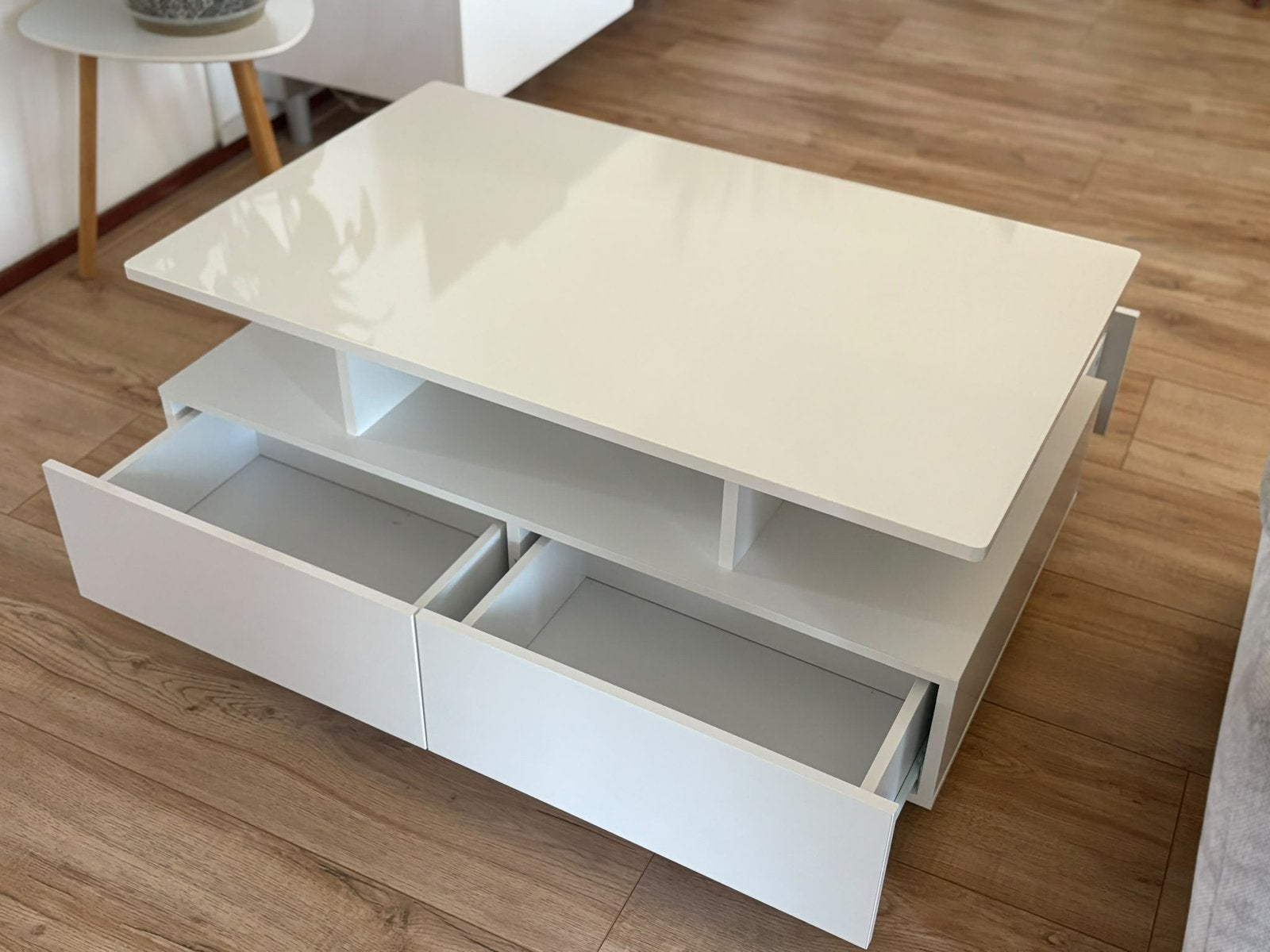 Hoogglans wit salontafel ZGAN, Ophalen, Zo goed als nieuw, Vierkant, 50 tot 100 cm
