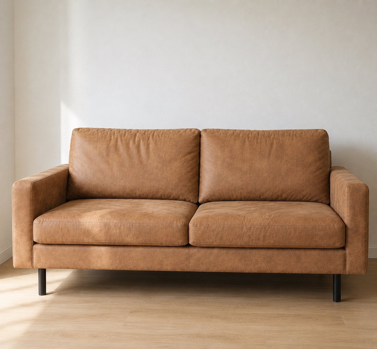 2,5 zitsbank in cognacbruin, Ophalen, Gebruikt, Tweepersoons, 75 tot 100 cm