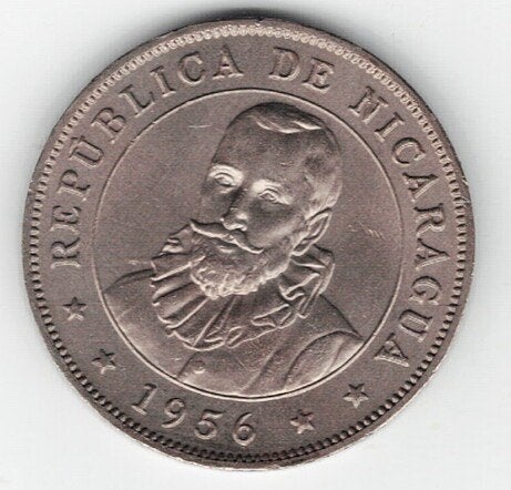 26-1112 Nicaragua 50 centavos 1956, Ophalen of Verzenden, Midden-Amerika, Losse munt