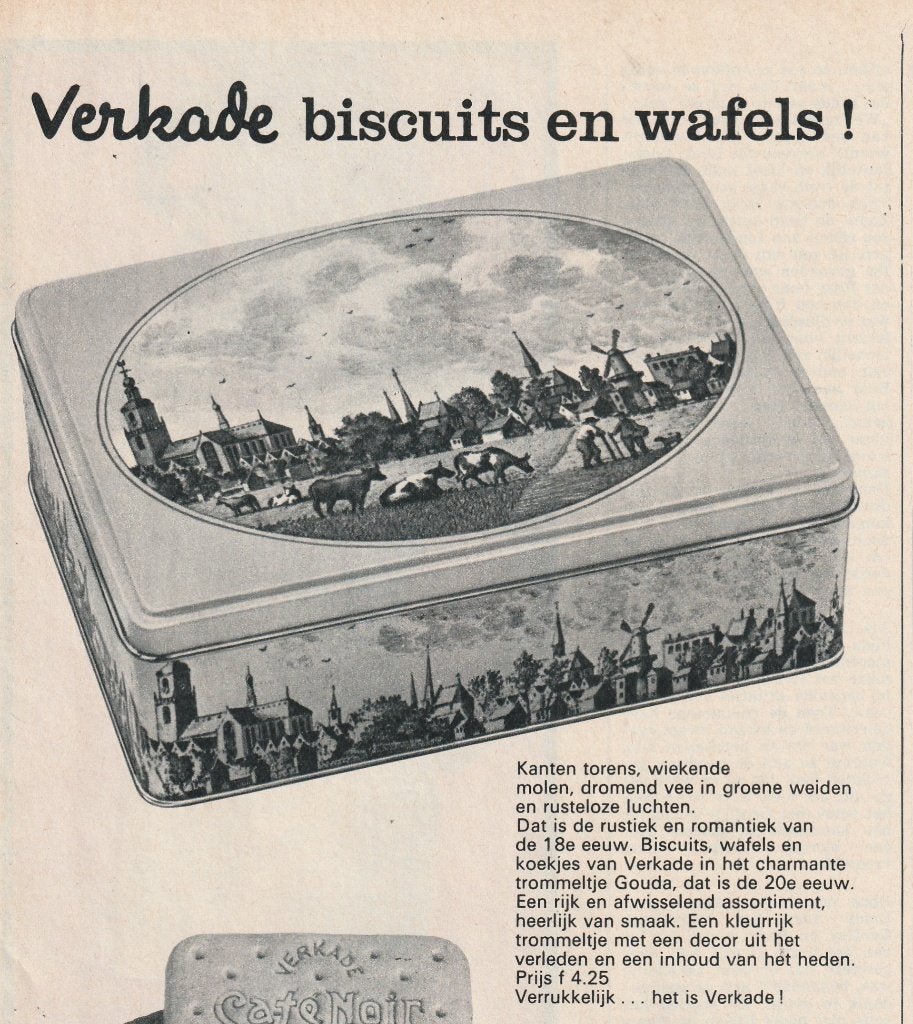 retro reclame 1966 Verkade Zaandam met blik koektrommel, Verzenden, Overige typen