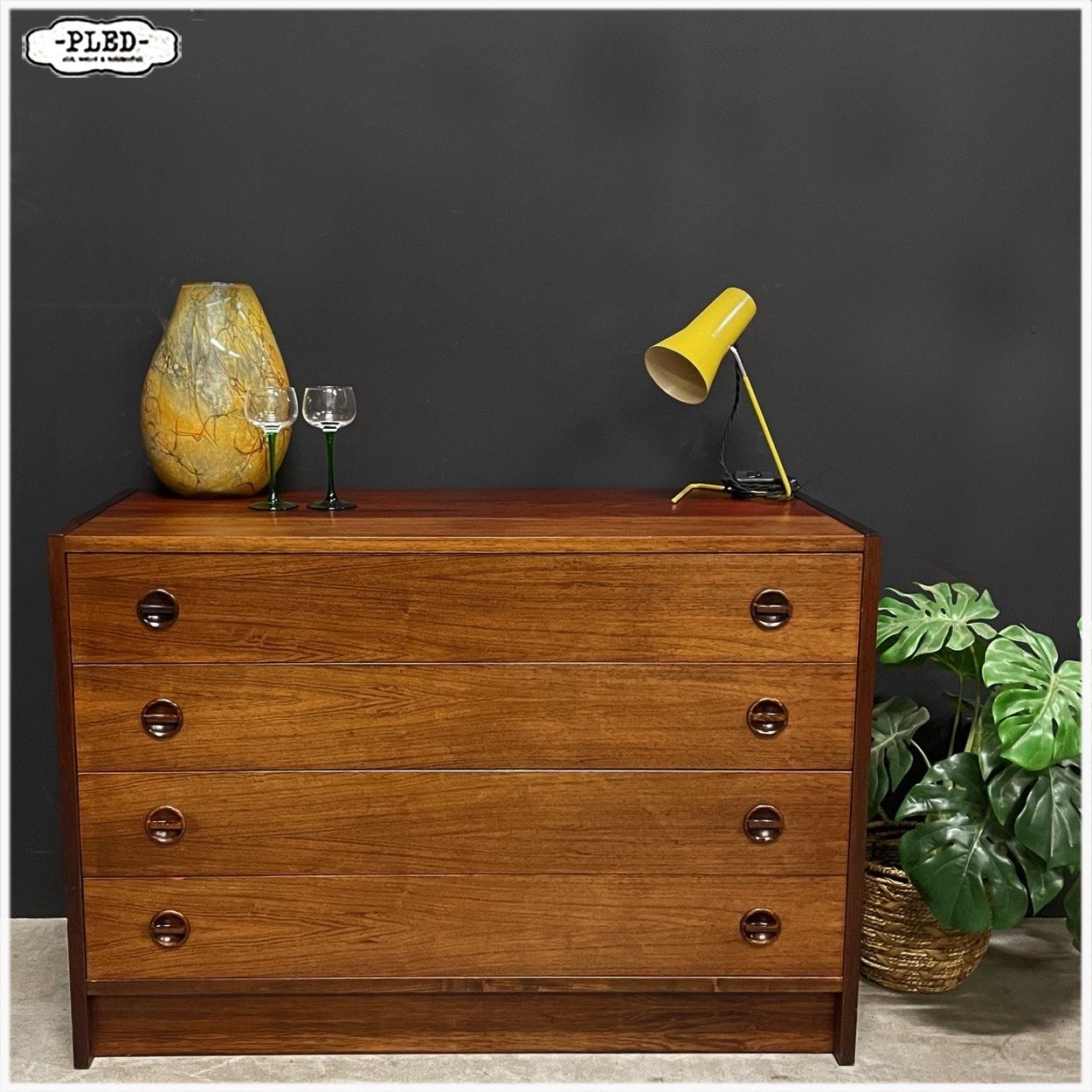 Vintage Deens ladekastje Kast Commode, Overige materialen, Gebruikt, 50 tot 100 cm, 3 of 4 laden