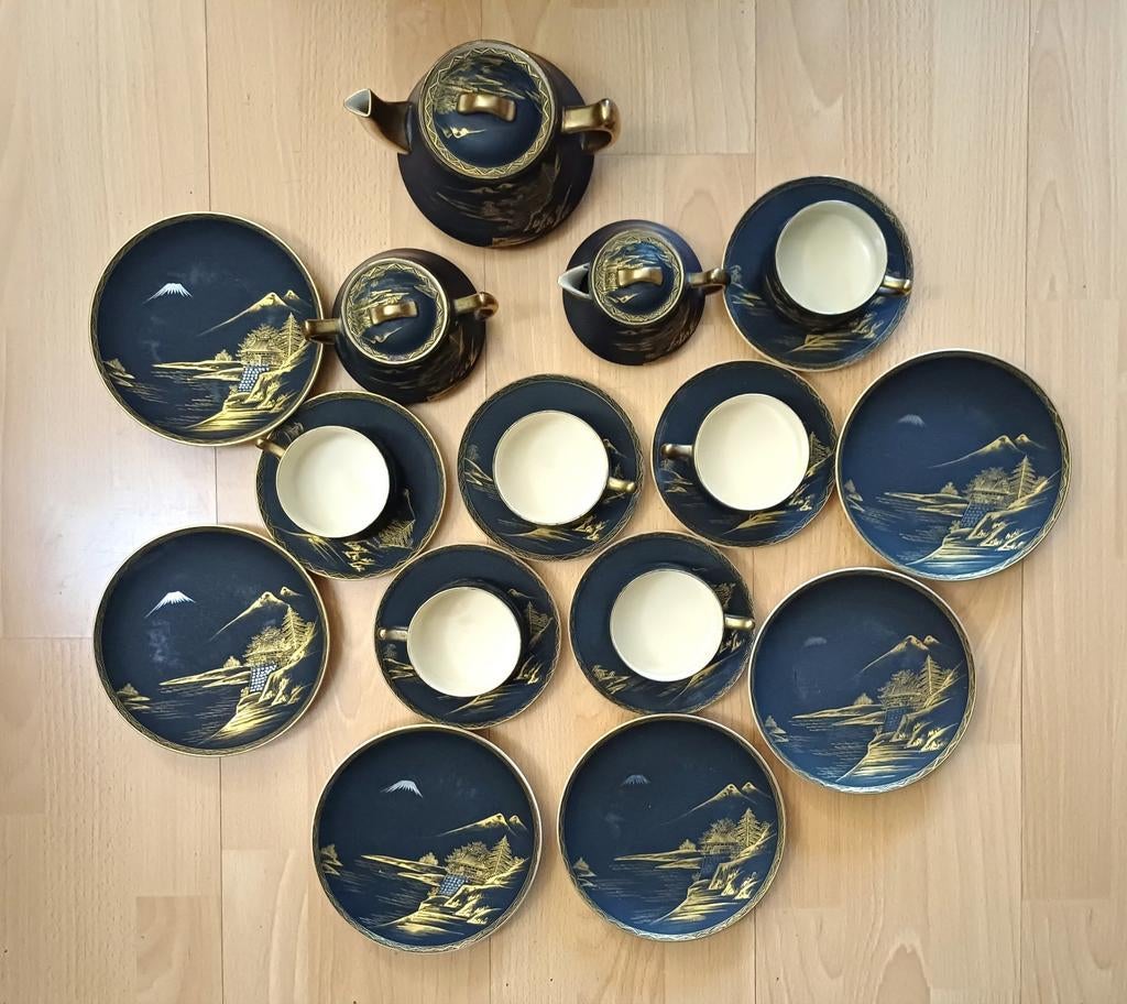 Satsuma Theeservies / Koffieservies - zwart-goud, Ophalen