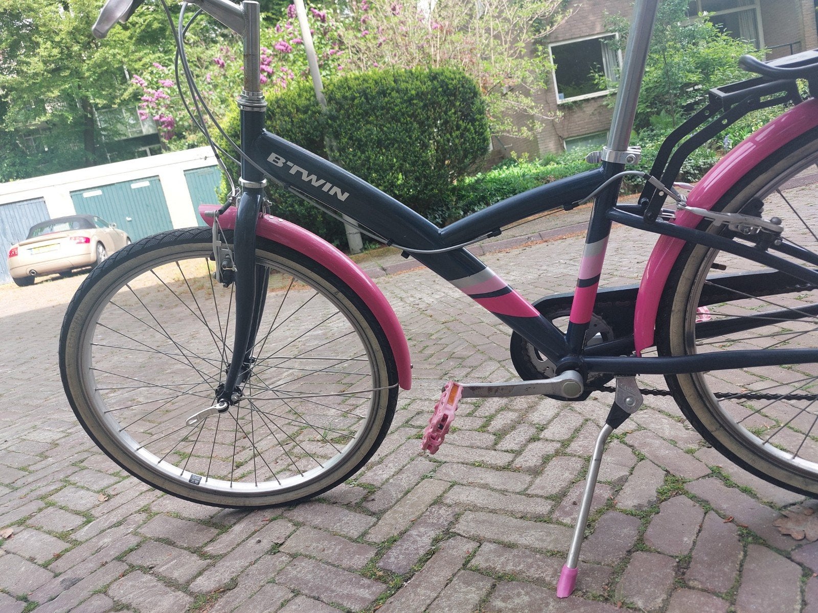 Foto 4 van B'TWIN Kinderfiets 24 inch - Roze/Donkerblauw
