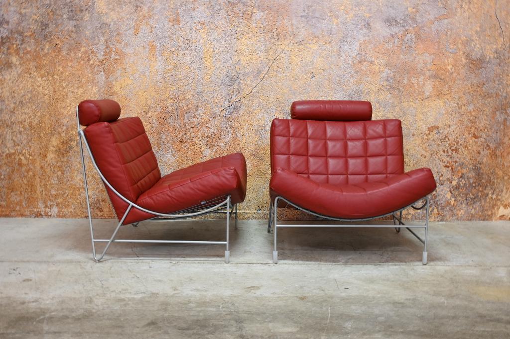 Als NIEUW! rode leren Leolux Volare design fauteuil, Huis en Inrichting, Fauteuils, Leolux, Leolux, 75 tot 100 cm, Ophalen of Verzenden