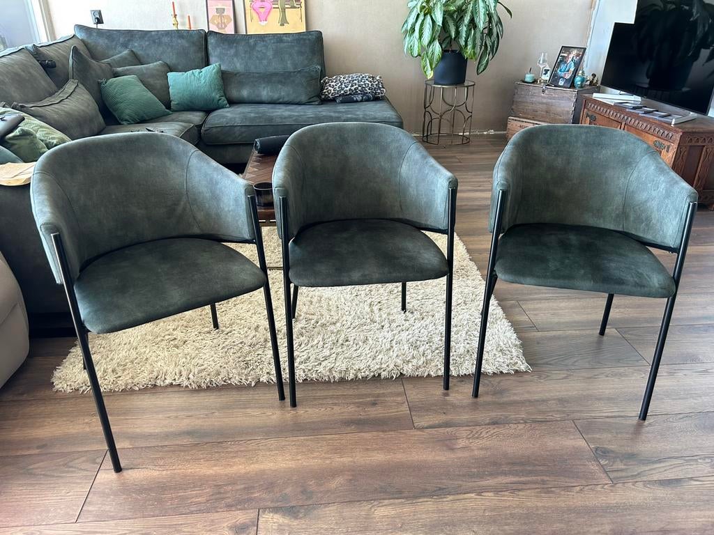 Mooie groene eetkamerstoelen 3 stuks, Huis en Inrichting, Stoelen, Ophalen, Gebruikt, Overige kleuren, Drie