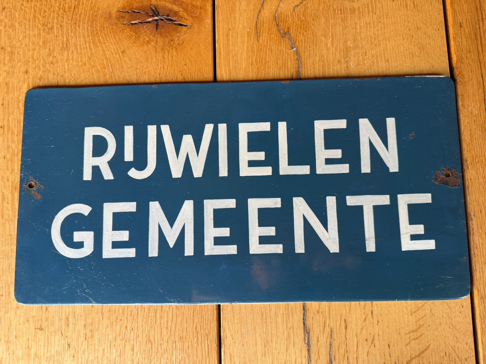 Oud bord rijwielen gemeente., Ophalen of Verzenden