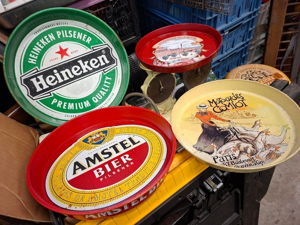 Mancave Spullen: Dienbladen, Klok & Asbak (Heineken/Amstel), Verzenden, Gebruikt, Gebruiksvoorwerp