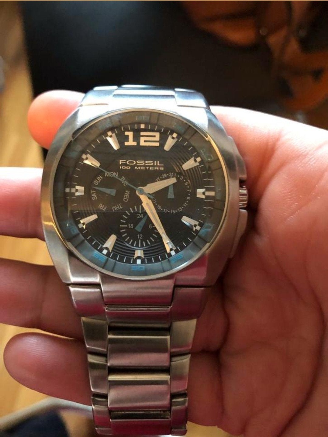 Prachtig Fossil Blue BQ9307 herenhorloge, Ophalen of Verzenden, Zo goed als nieuw, Grijs, Jongen of Meisje