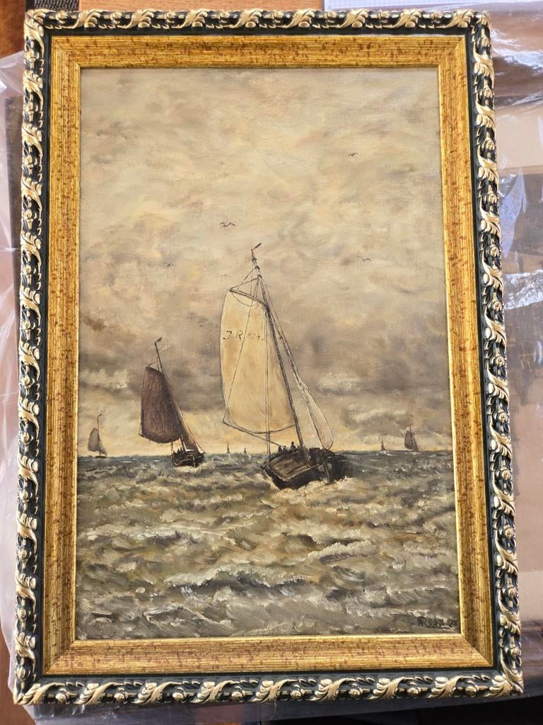 Storm op het water, Antiek en Kunst, Kunst | Schilderijen | Klassiek, Ophalen of Verzenden