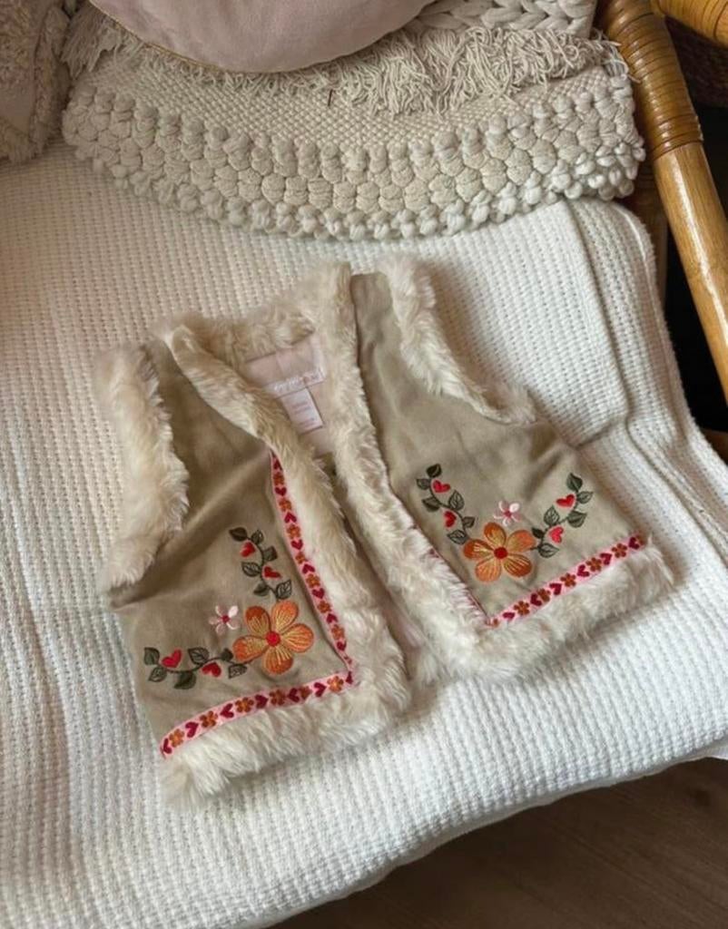 Bohemian bodywarmer met nep bont - maat 68, Ophalen of Verzenden