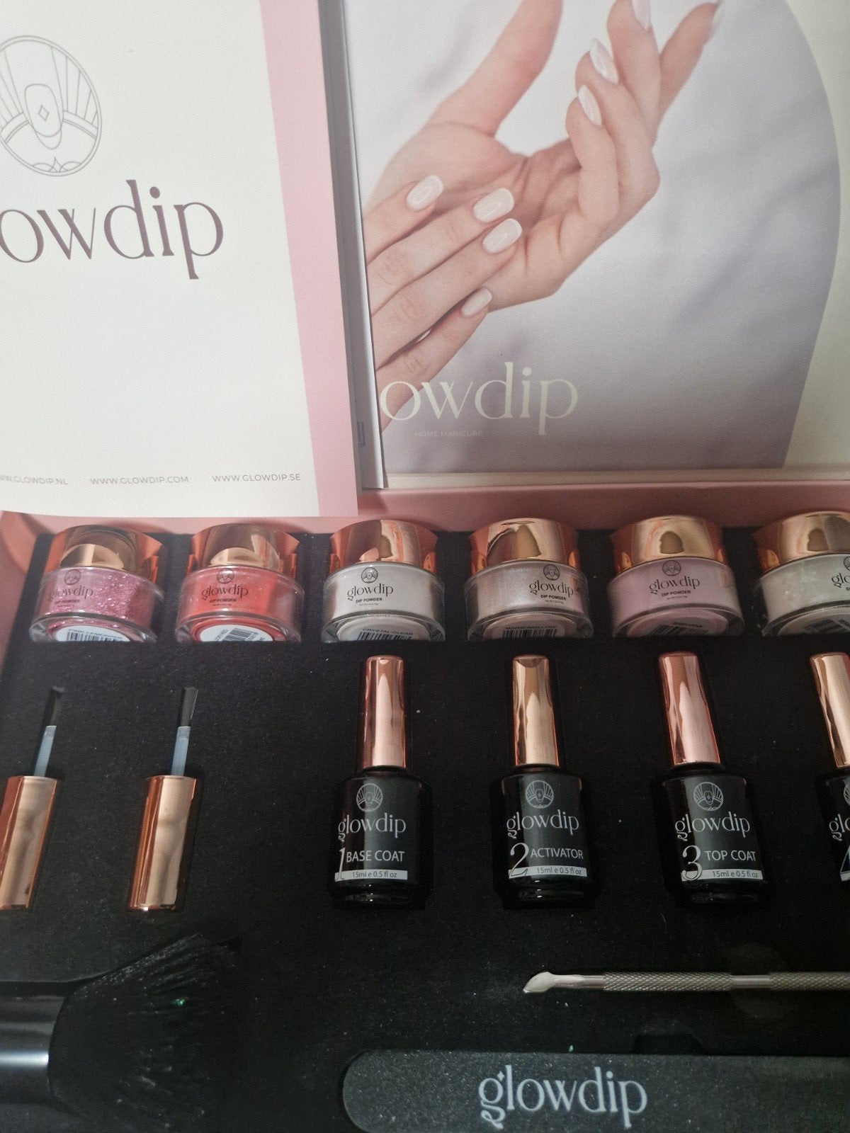 glowdip alles in één manicure set Nieuw, Ophalen of Verzenden, Zo goed als nieuw, Overige kleuren, Handen en Nagels