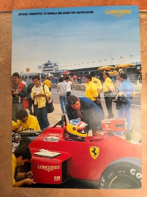 Bijzondere poster 100 X Grand Prix F1 Ferrari en Longines, Ophalen of Verzenden, Zo goed als nieuw, Formule 1