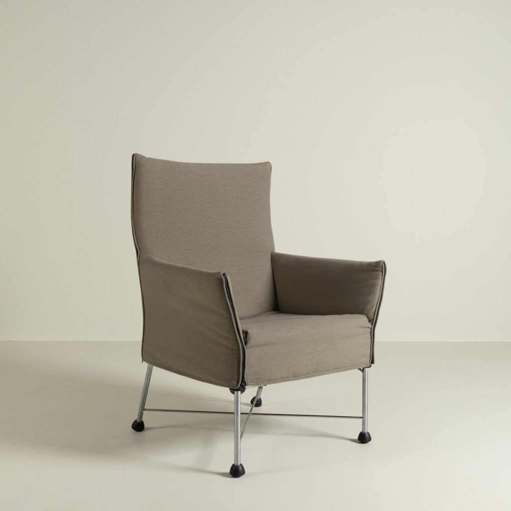 Montis Charly Fauteuil Taupe Stof - Aluminium (Op Doppen), Niet ingevuld, Zo goed als nieuw, Niet ingevuld, Niet ingevuld