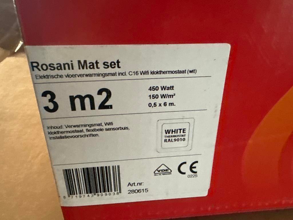 3x Rosani Mat set elektrische vloerverwarming 3m² nieuw, Minder dan 30 cm, Overige typen, Nieuw, Minder dan 60 cm