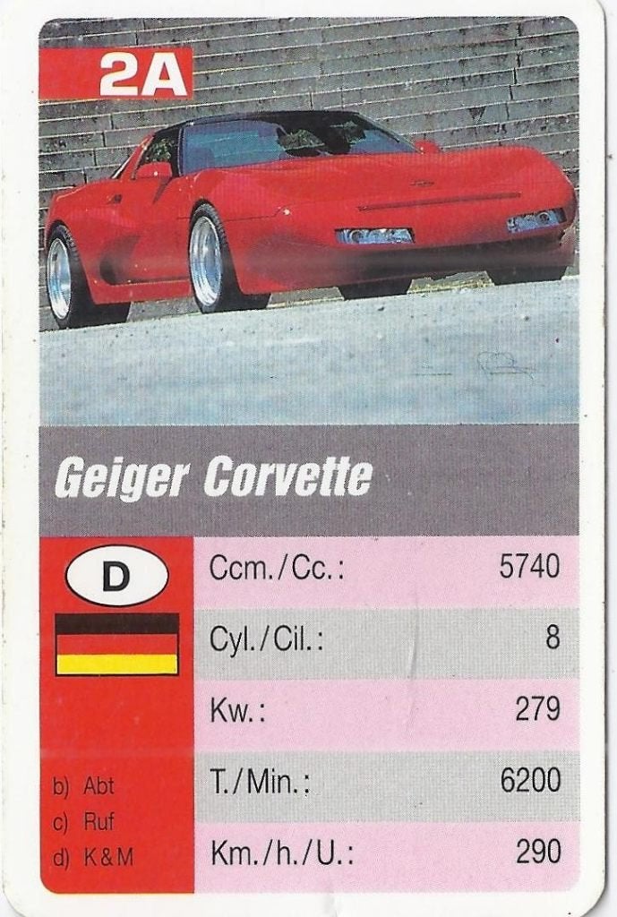 W3640 autokaartje geiger corvette (2a ), Verzenden, Zo goed als nieuw, Auto's