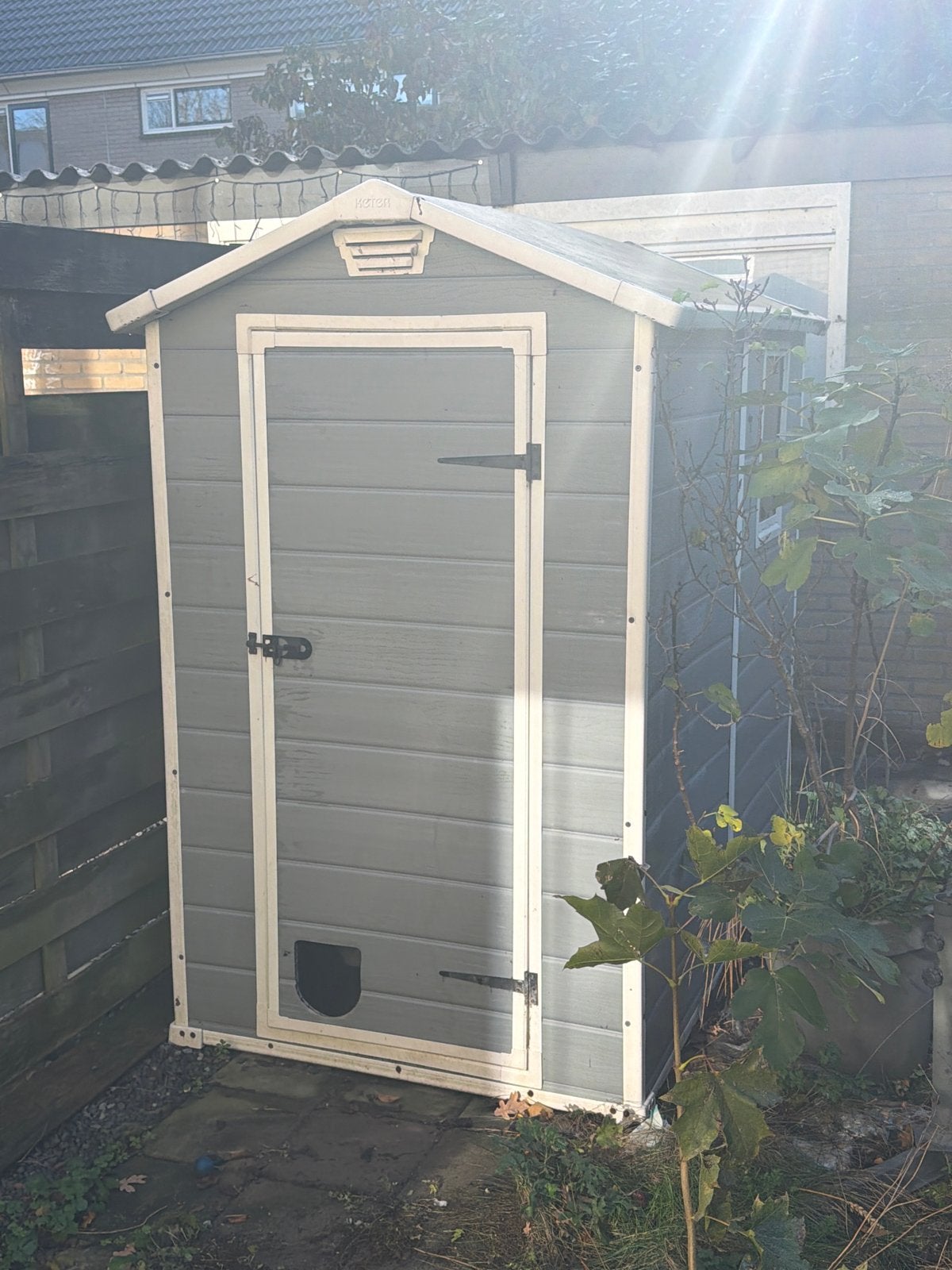 Keter Manor 46 kunststof tuinhuisje/opbergbox, Ophalen, Gebruikt, Kunststof, Overige typen