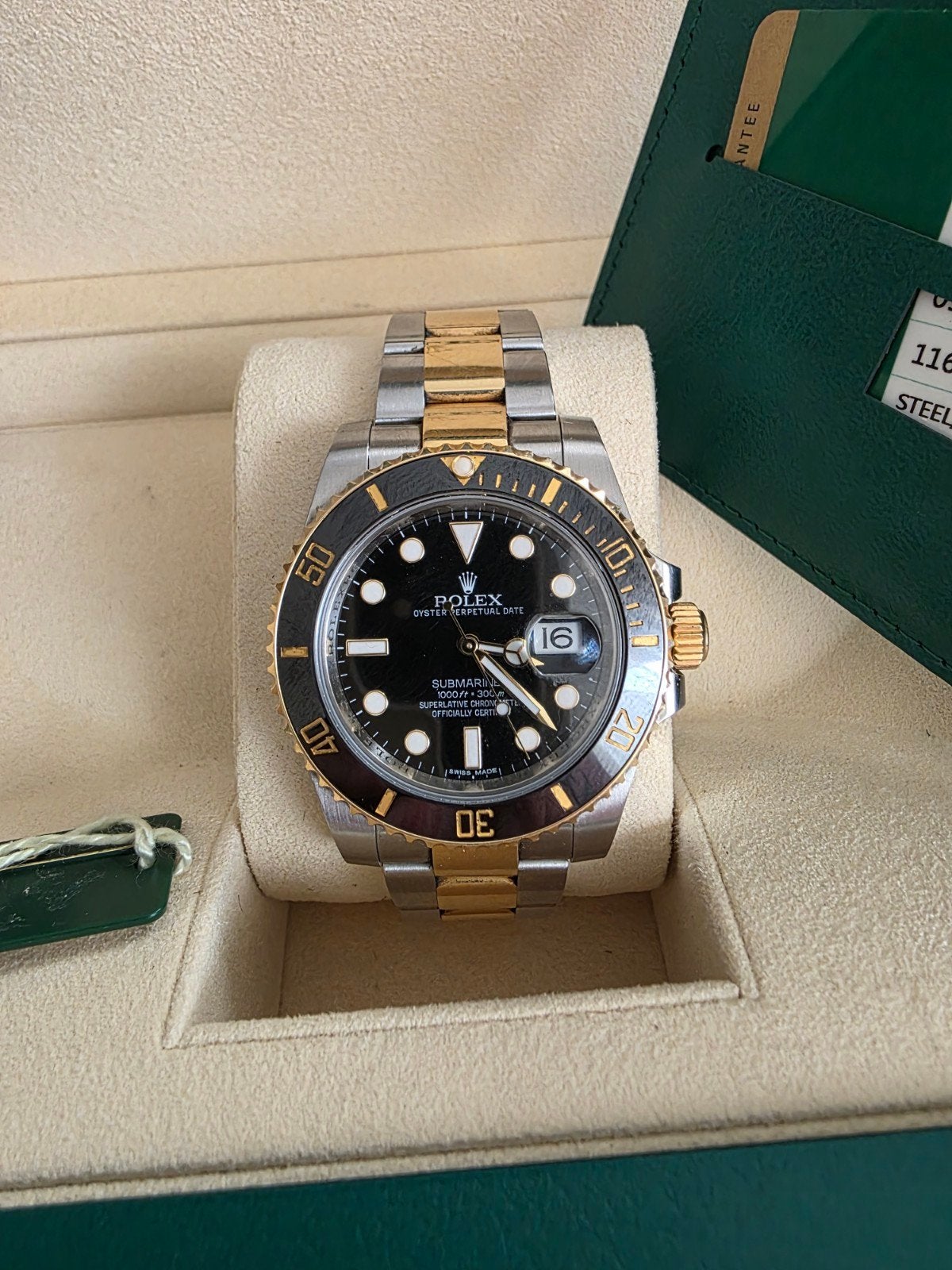 Rolex Submariner Date 116613LN Staal/Goud Polshorloge, Ophalen, Staal, Polshorloge, Zo goed als nieuw