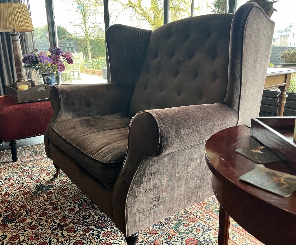 Mooi velours lila Loveseat, Huis en Inrichting, Fauteuils, Ophalen, Gebruikt, Klassiek, Comfortabel, 75 tot 100 cm