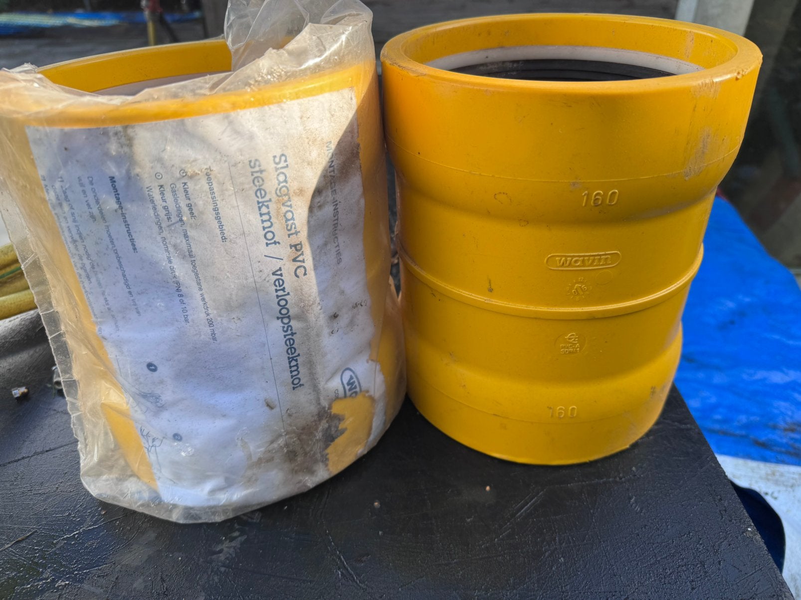 Slagvast steek mof gas 160mm nieuw 2 stuks, Bochten, Pvc, Ophalen of Verzenden, Zo goed als nieuw