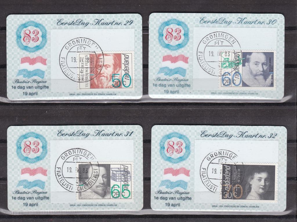 Nederland Eerste Dag Kaartjes EDK nr. 29-32, Ophalen of Verzenden, Onbeschreven, Nederland
