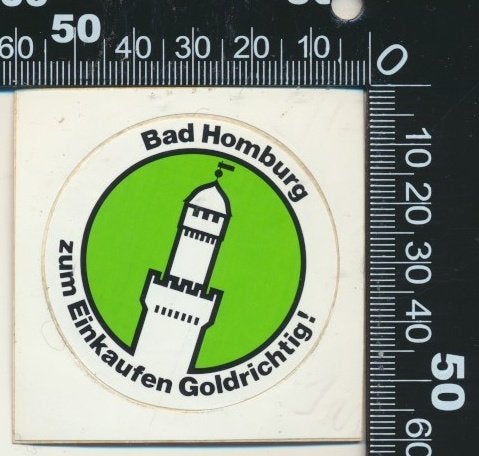 Sticker: Bad Homburg - Zum einkaufen goldrichtig, Ophalen of Verzenden, Zo goed als nieuw, Bedrijf of Vereniging