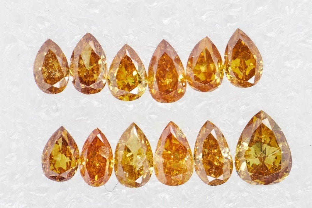 (603) 12 pcs Diamant (Natuurlijk gekleurd) - 1.07 ct - Peer, Ophalen of Verzenden, Nieuw