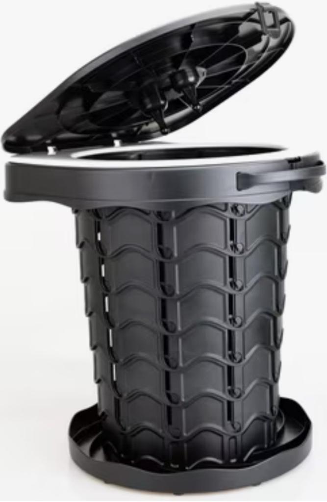 Telescopische kruk/opbergkruk/vuilnisbak/toilet - Zwart, Ophalen of Verzenden, Zo goed als nieuw
