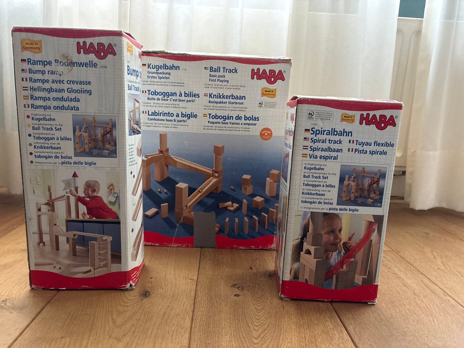 Houten Knikkerbaan HABA - 3 complete sets voor eindeloos ple, Ophalen, Zo goed als nieuw, Overige merken