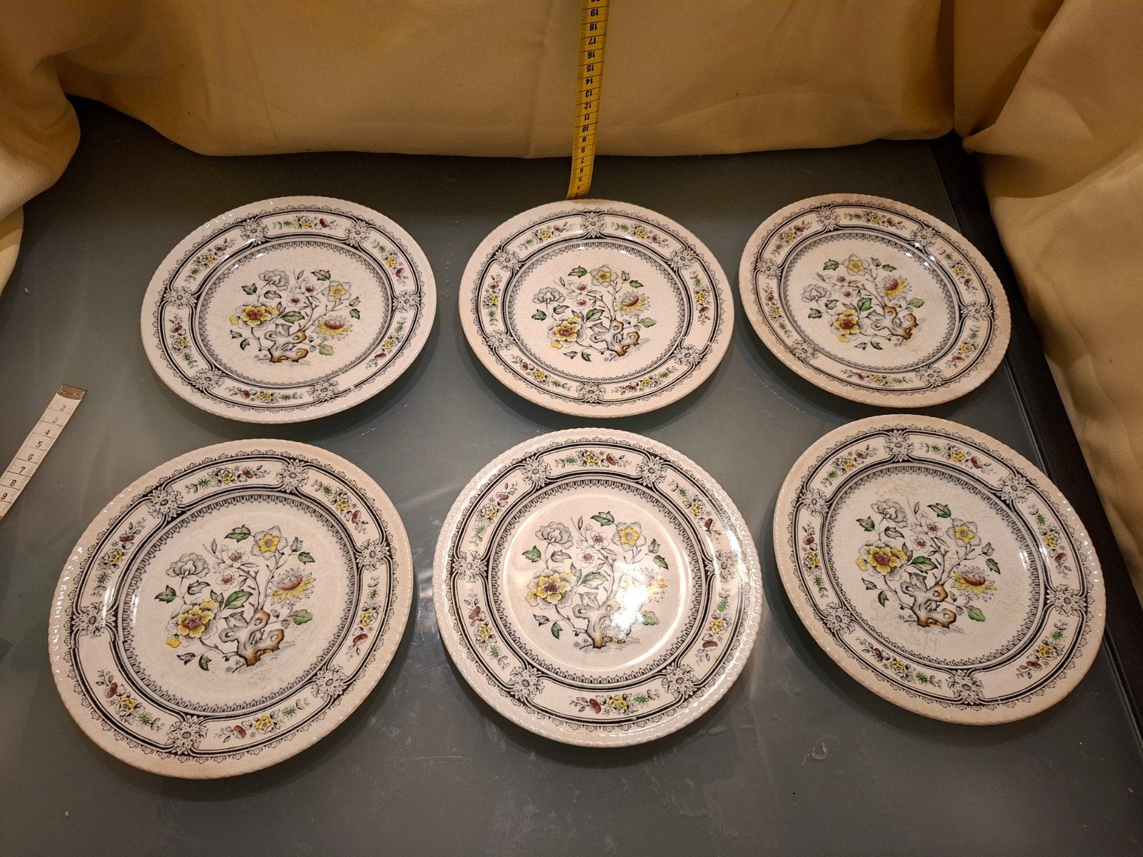 6 Vintage Wood & Sons "Dorset" bordjes - Made in England, Ophalen of Verzenden