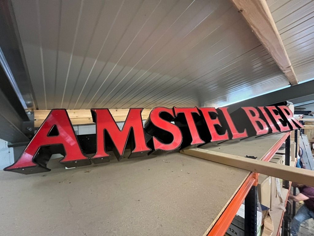 Amstel Bier lichtreclame – complete werkende lichtletters, Verzamelen, Ophalen, Gebruikt, Reclamebord, Plaat of Schild, Amstel