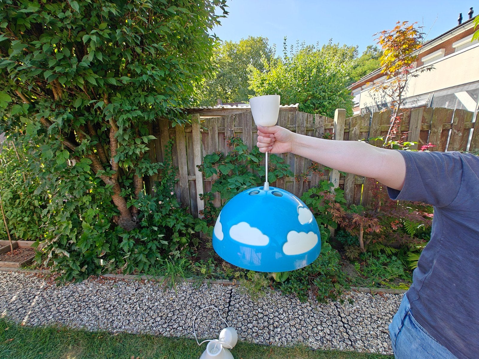 Hanglamp kinderkamer blauw met wolken LED 36 cm breed, Ophalen, Gebruikt, Kunststof